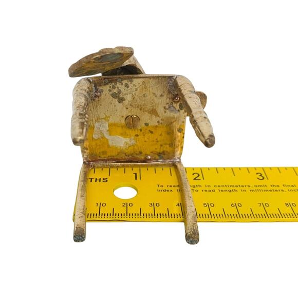 Vintage Brass Frog on A Chair - Picture 10 of 11